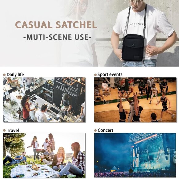 Nylon Crossbody Bag Women Small Compact Lightweight Adjustable Strap - Picture 4 of 7